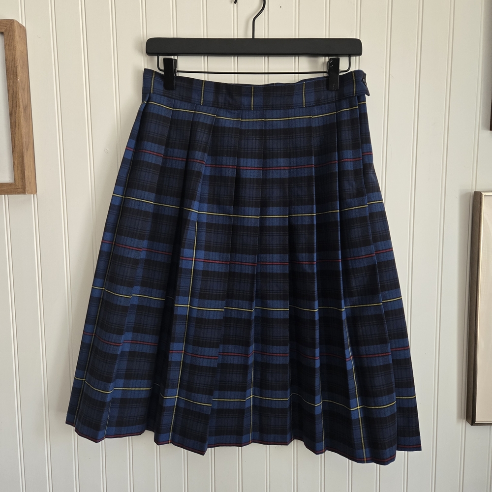 French Toast Blue and Black Pleated Plaid A-Line School Uniform Skirt